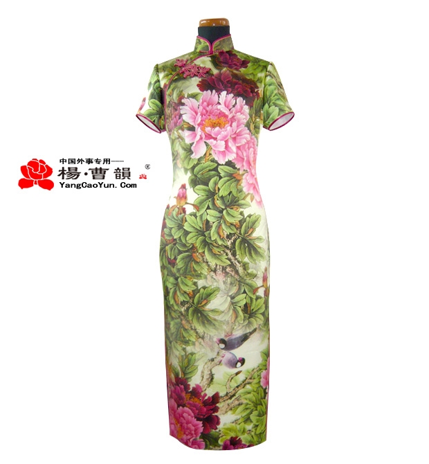 牡丹-真丝印花-旗袍-女款